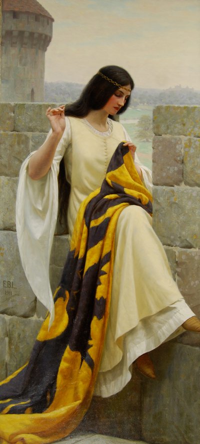 Stitching the Standard by Edmund Blair Leighton